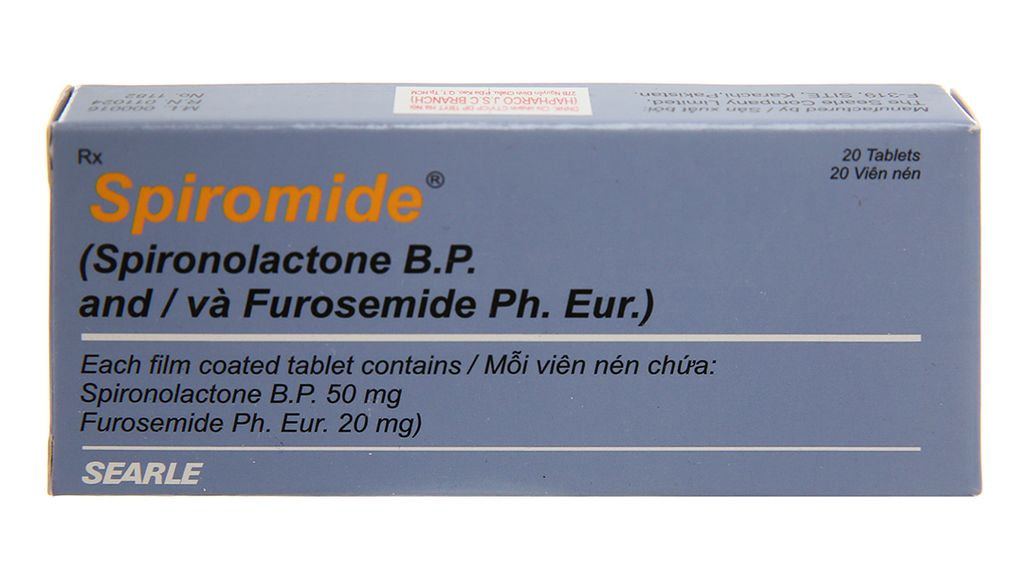 Spiromide trị phù, tăng huyết áp, hội chứng thận hư (2 vỉ x 10 viên)