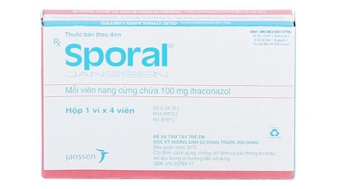 Sporal 100mg trị nhiễm nấm (1 vỉ x 4 viên)