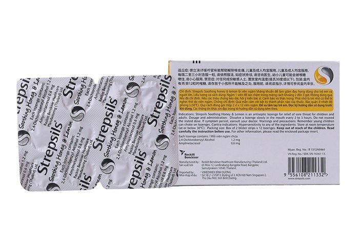 Strepsil soothing Chanh Mật ong (Hộp 2 vỉ*12 viên) Ngậm ho