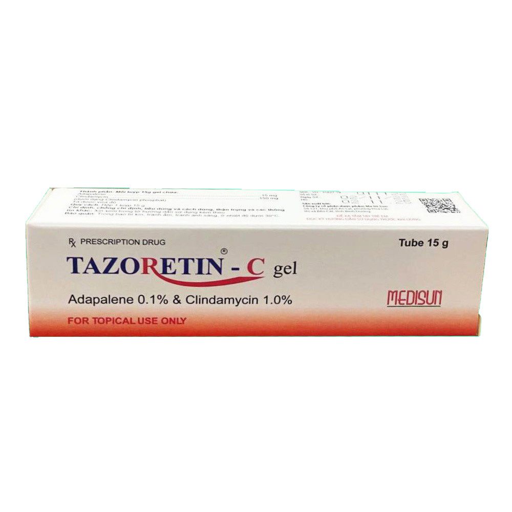 Thuốc bôi ngoài da Tazoretin - C Gel 15g Medisun điều trị tại chỗ mụn trứng cá