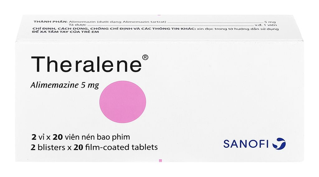 Theralene 5mg trị ho khan, viêm mũi dị ứng, mày đay (2 vỉ x 20 viên)