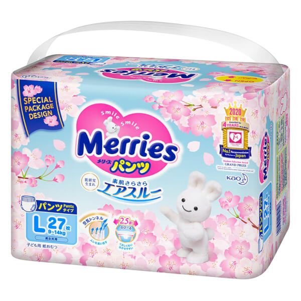 Bỉm Tã Quần Merries Sakura (L, 9-14kg, 27 miếng) Ấn vào để coppy