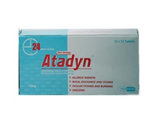 Atadyn - Loratadin ấn giảm viêm mũi dị ứng, viêm kết mạc, ngứa và mày đay (10*10)