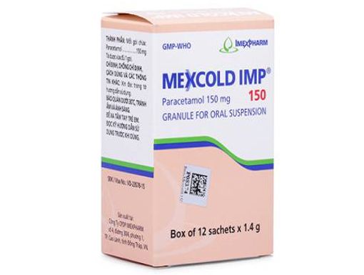Thuốc giảm đau, hạ sốt MEXCOLD 150 hộp 12 gói