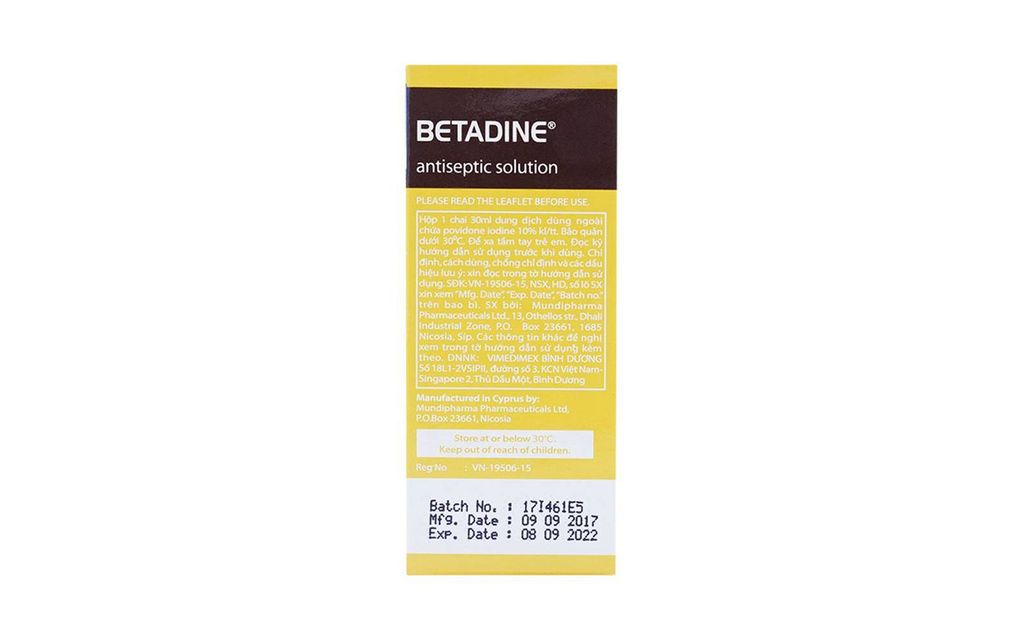 Dung dịch Betadine Antiseptic Solution sát khuẩn vết thương, bề mặt (30ml)