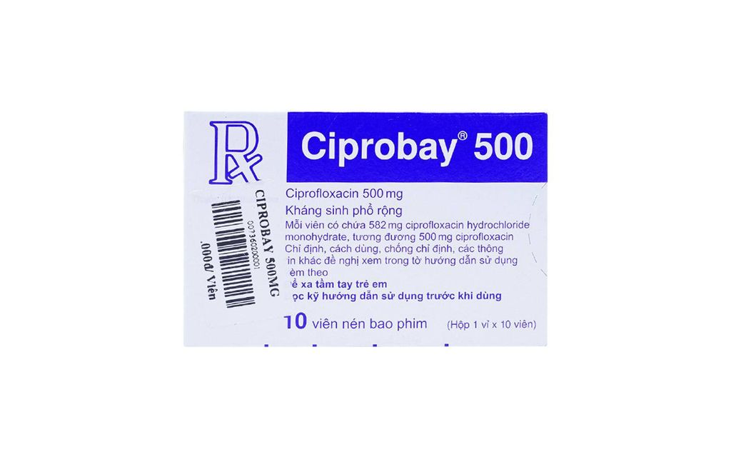 Thuốc Ciprobay 500mg Baye (1 vỉ x 10 viên)