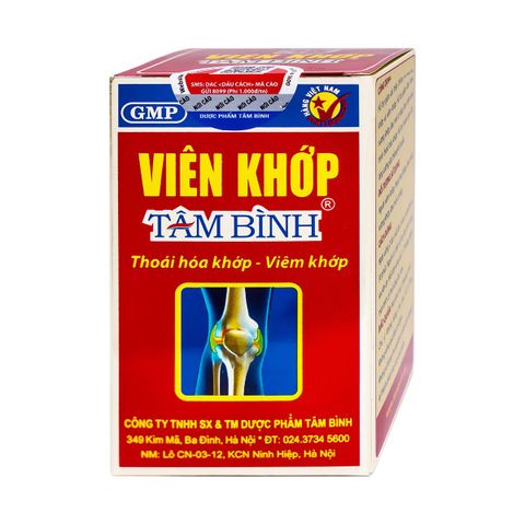 Viên khớp Tâm Bình hỗ trợ giảm các triệu chứng của thoái hóa, viêm khớp (60 viên)