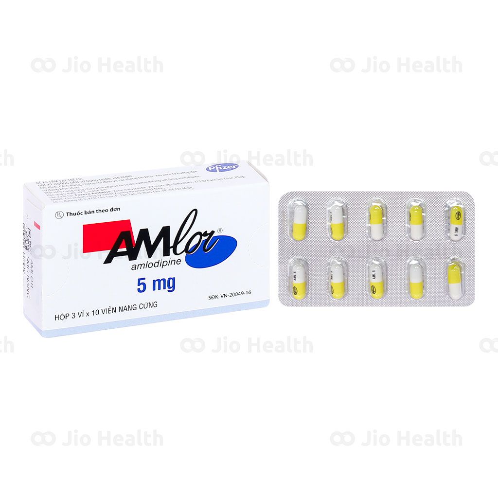 Thuốc Amlor 5mg Pfizer điều trị tăng huyết áp, thiếu máu cơ tim (3 vỉ x 10 viên)