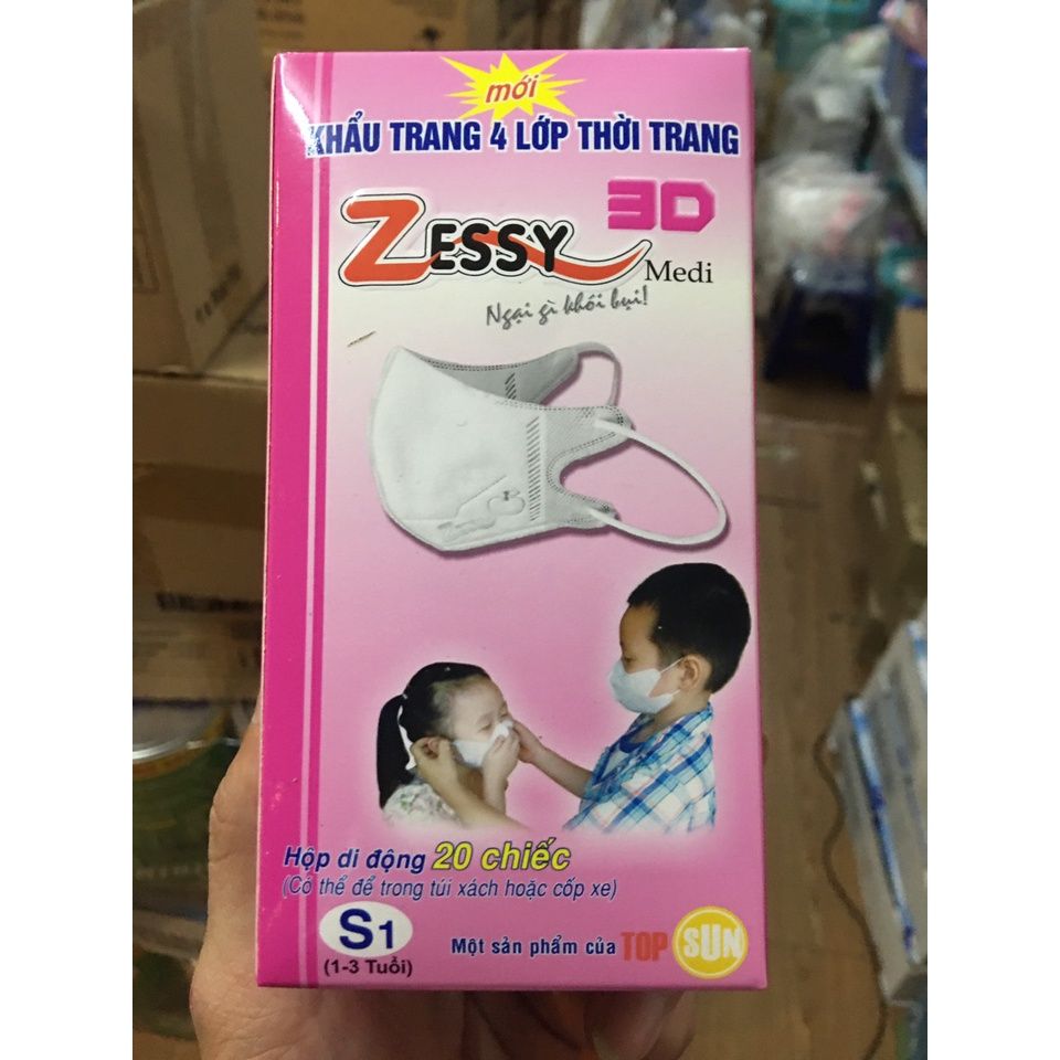 Khẩu trang Zessy 3D trẻ em ( hộp 20 cái)