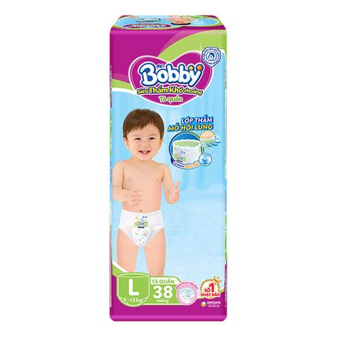 Bỉm Bobby quần size L (38 miếng)