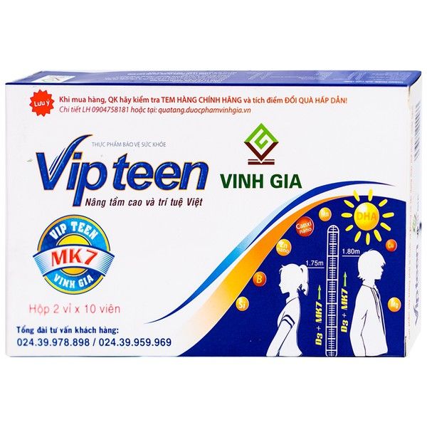 Vipteen (2*10 viên) - Hỗ trợ tăng chiều cao cho trẻ