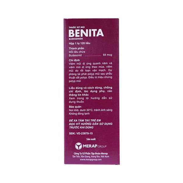 Thuốc xịt mũi Benita Merap điều trị viêm mũi dị ứng (120 liều)