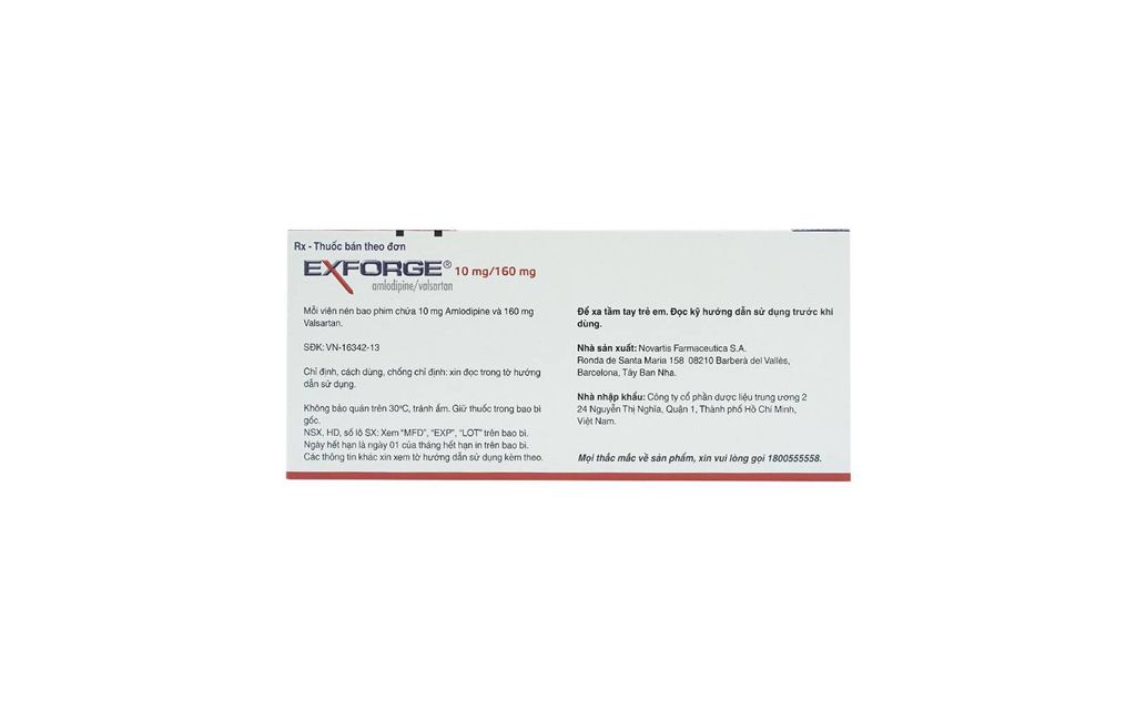 Thuốc Exforge 10mg/160mg Novartis điều trị tăng huyết áp (2 vỉ x 14 viên)