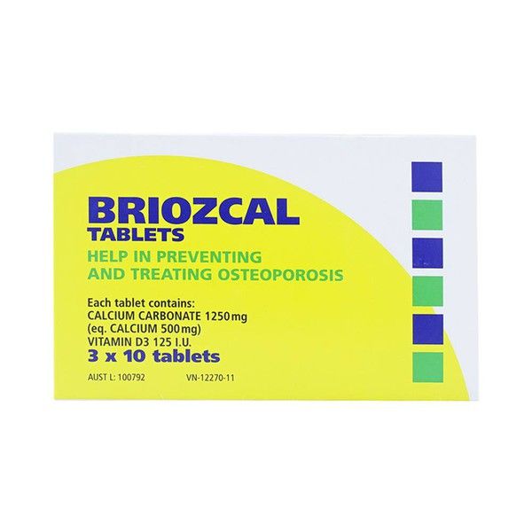 Thuốc Briozcal Bridge Healthcare dự phòng và điều trị thiếu hụt calci, vitamin D3 (30 viên)