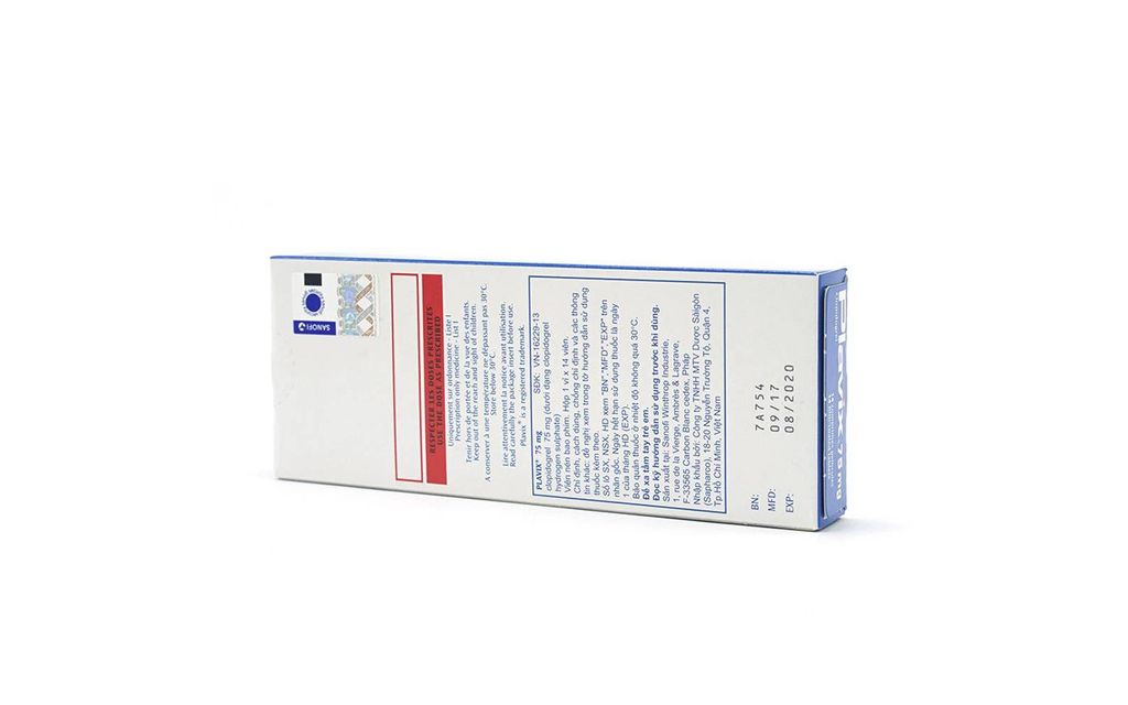 Thuốc Plavix 75mg Sanofi giảm nguy cơ hình thành huyết khối (14 viên)