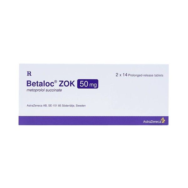 Thuốc Betaloc Zok 50mg điều trị tăng huyết áp, suy tim (28 viên)