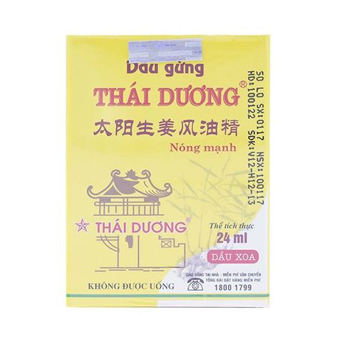 Dầu gió gừng Thái Dương giảm đau đầu, đau lưng, đau vai gáy (Chai 24ml)