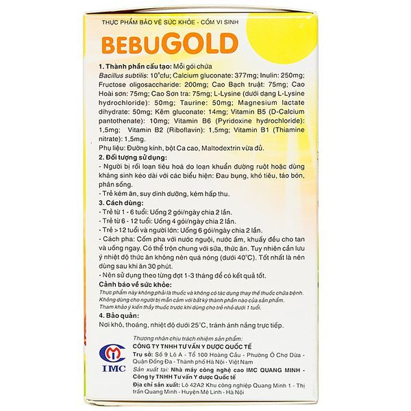 Cốm vi sinh BebuGold IMC giúp bổ sung lợi khuẩn, vitamin và khoáng chất (15 gói)
