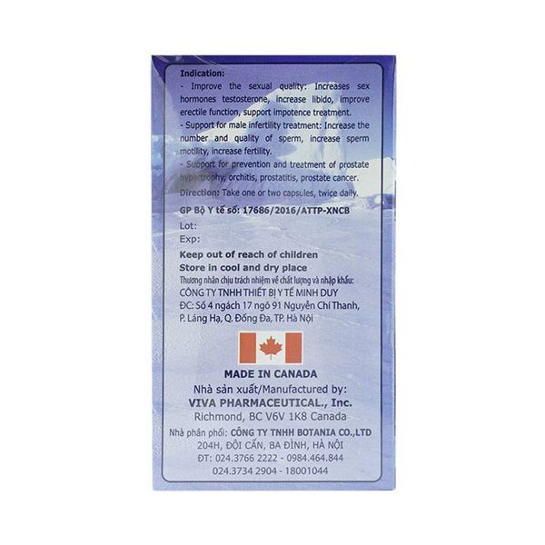 Viên uống BoniSeal Viva hỗ trợ điều trị vô sinh nam, chống mãn dục nam (60 viên)