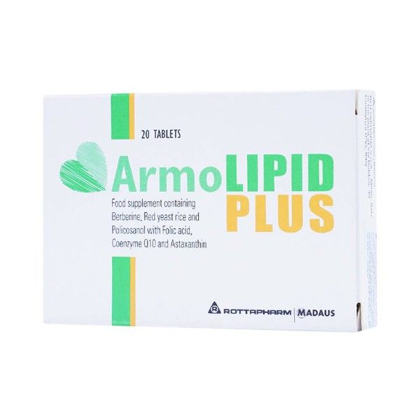 Viên uống ArmoLipid Plus Rottapharm hỗ trợ làm giảm cholesterol, triglycerid trong máu (20 viên)