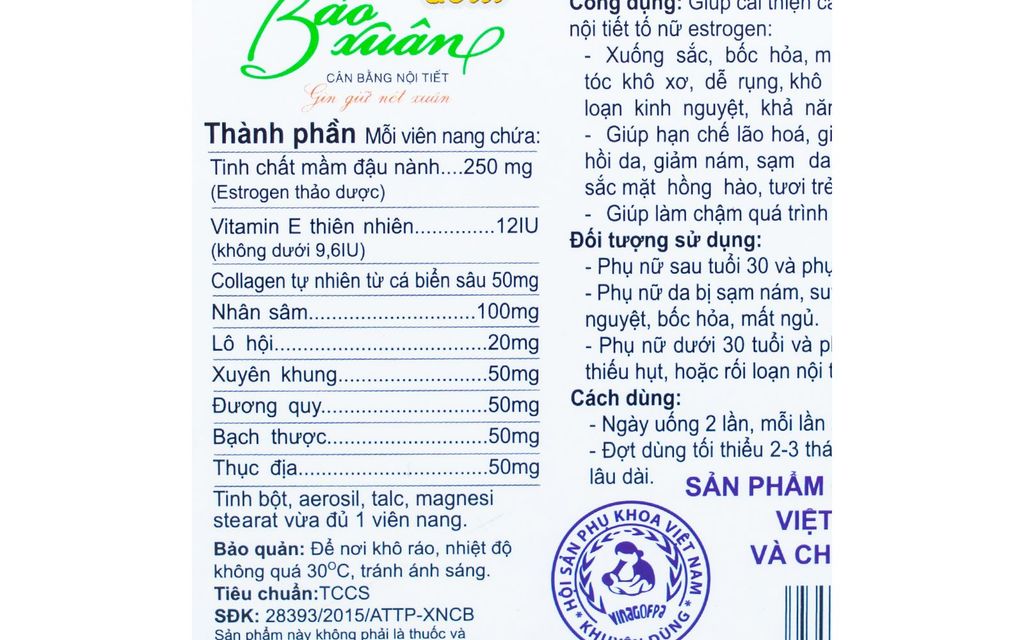 Viên Uống Bảo Xuân Gold Nam Dược (30-50 Tuổi) Cân Bằng Nội Tiết 30 Viên