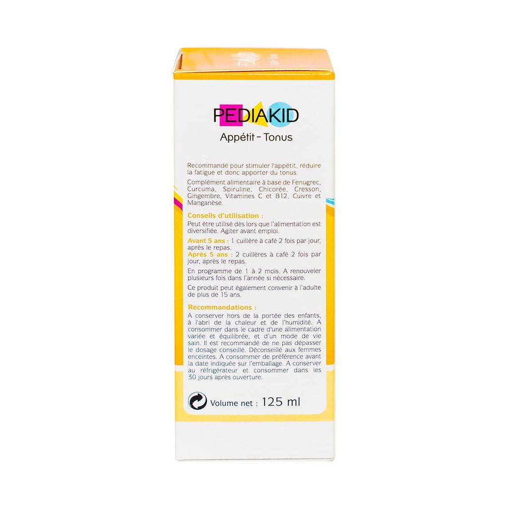 Siro Pediakid Appétit Tonus hỗ trợ kích thích cảm giác thèm ăn, giảm mệt mỏi (125ml)