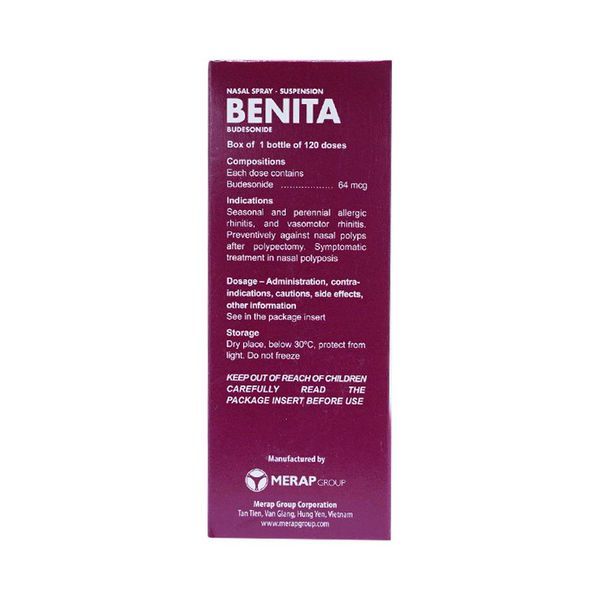 Thuốc xịt mũi Benita Merap điều trị viêm mũi dị ứng (120 liều)
