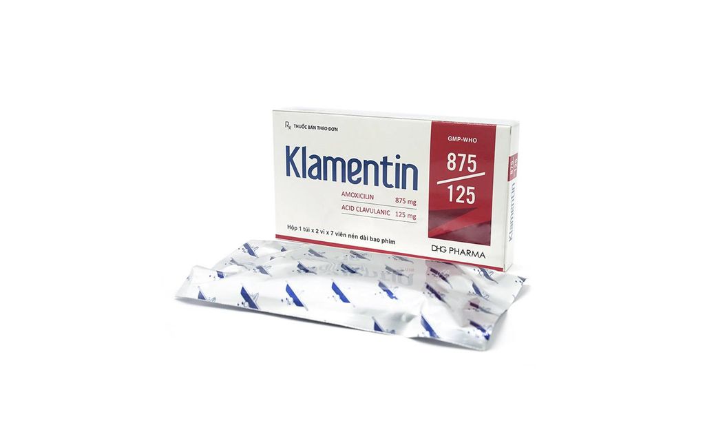Viên nén Klamentin 875/125 DHG Pharma điều trị viêm xoang, viêm tai giữa, viêm phế quản (2 vỉ x 7 viên)