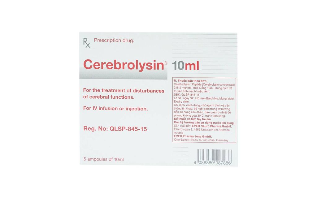 Thuốc tiêm Cerebrolysin 10ml Ever Pharma điều trị rối loạn trí nhớ (5 ống x 10ml)