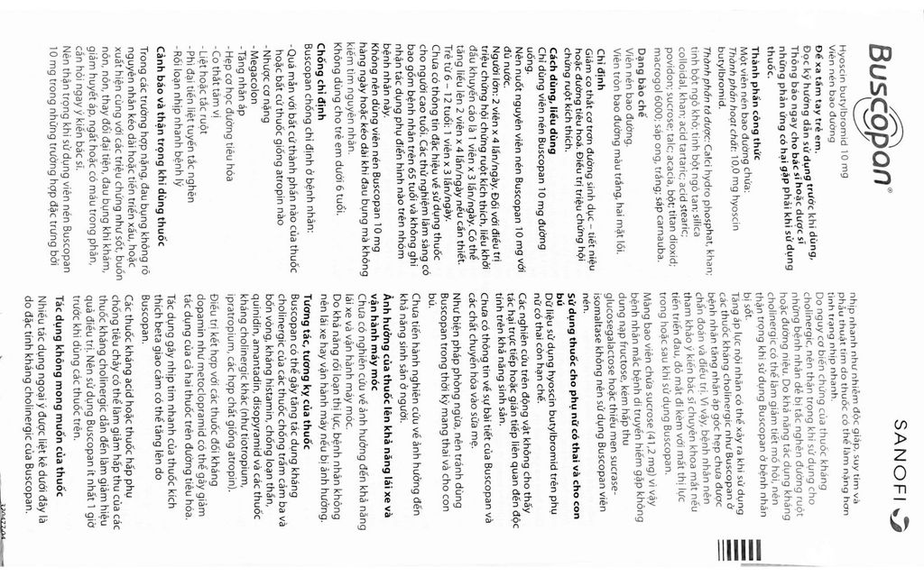 Thuốc Buscopan 10mg Boehringer điều trị co thắt đường tiêu hóa (5 vỉ x 20 viên)