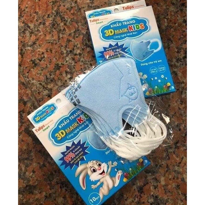 Khẩu trang 3D Tulips trẻ em ( hộp 10 cái)
