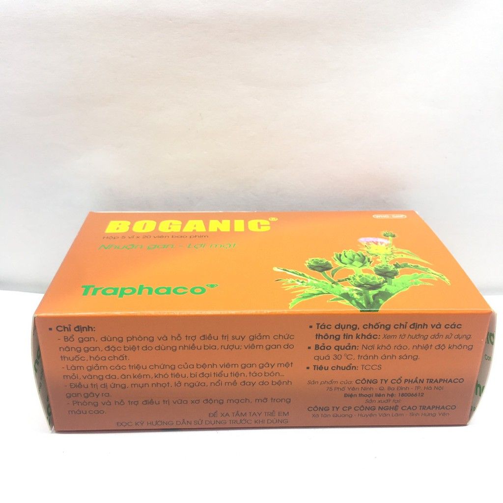 Boganic nén bao đường  giúp bổ gan, hỗ trợ điều trị suy giảm chức năng gan (5*20)