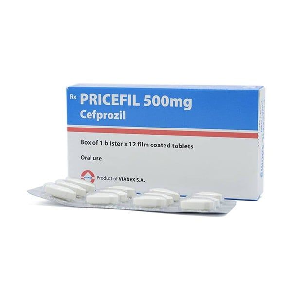 Thuốc kháng sinh Pricefil 500mg Vianex điều trị nhiễm khuẩn đường hô hấp (12 viên)