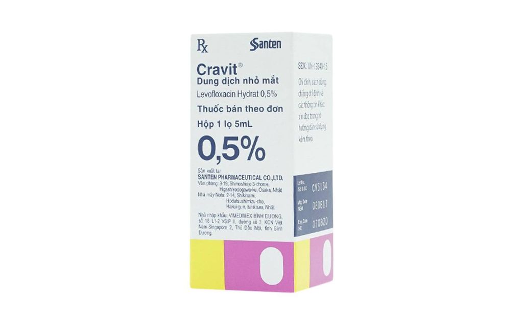 Cravit 0,5%-Dung dịch nhỏ mắt Santen điều trị viêm bờ mi, viêm túi lệ (5ml)