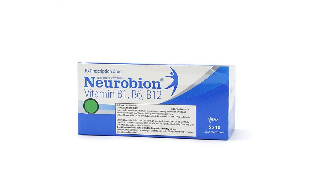 Thuốc Neurobion Merck xanh điều trị rối loạn thần kinh ngoại vi (5 vỉ x 10 viên)