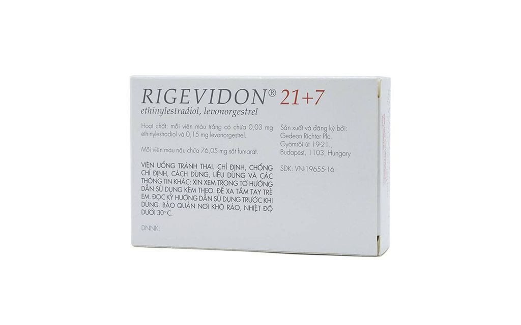 Thuốc tránh thai Rigevidon 21+7 Gedeon Richter (3 vỉ x 28 viên)