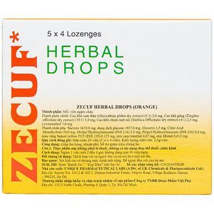 Viên ngậm Zecuf Herbal Drop Unique Pharma vị cam giúp giảm triệu chứng ho (20 viên)