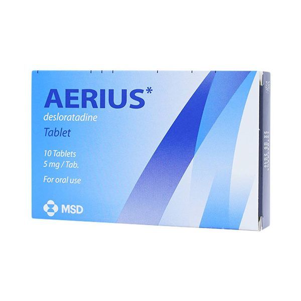 Thuốc Aerius 5mg MSD giảm hắt hơi, sổ mũi và ngứa mũi (1 vỉ x 10 viên)