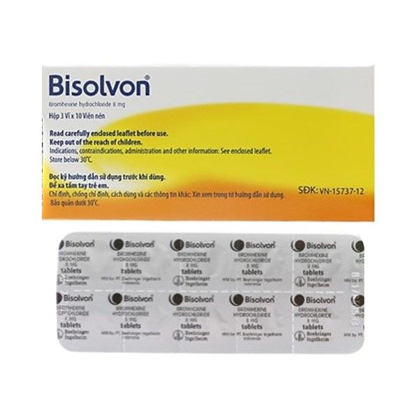 Thuốc Bisolvon Boehringer điều trị tăng tiết đàm viêm phế quản (3 vỉ x 10 viên)