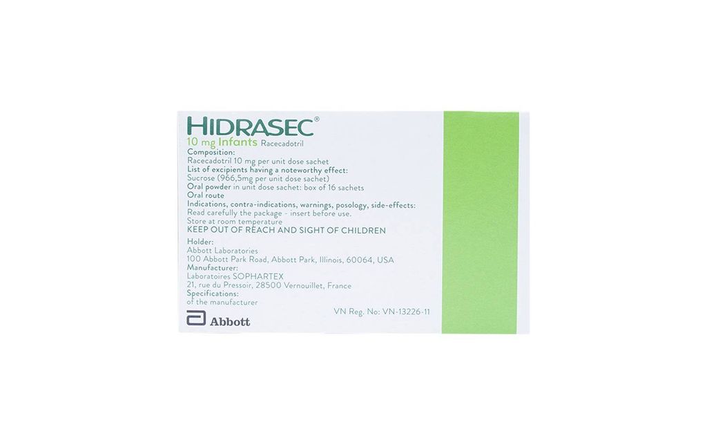Thuốc Hidrasec 10mg Sophartex điều trị tiêu chảy cấp ở trẻ (16 gói x 966.5mg)