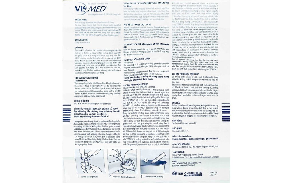 Thuốc nhỏ mắt Vismed Eye Drop 0,18% TRB Chemedica điều trị viêm giác mạc (0,3ml)