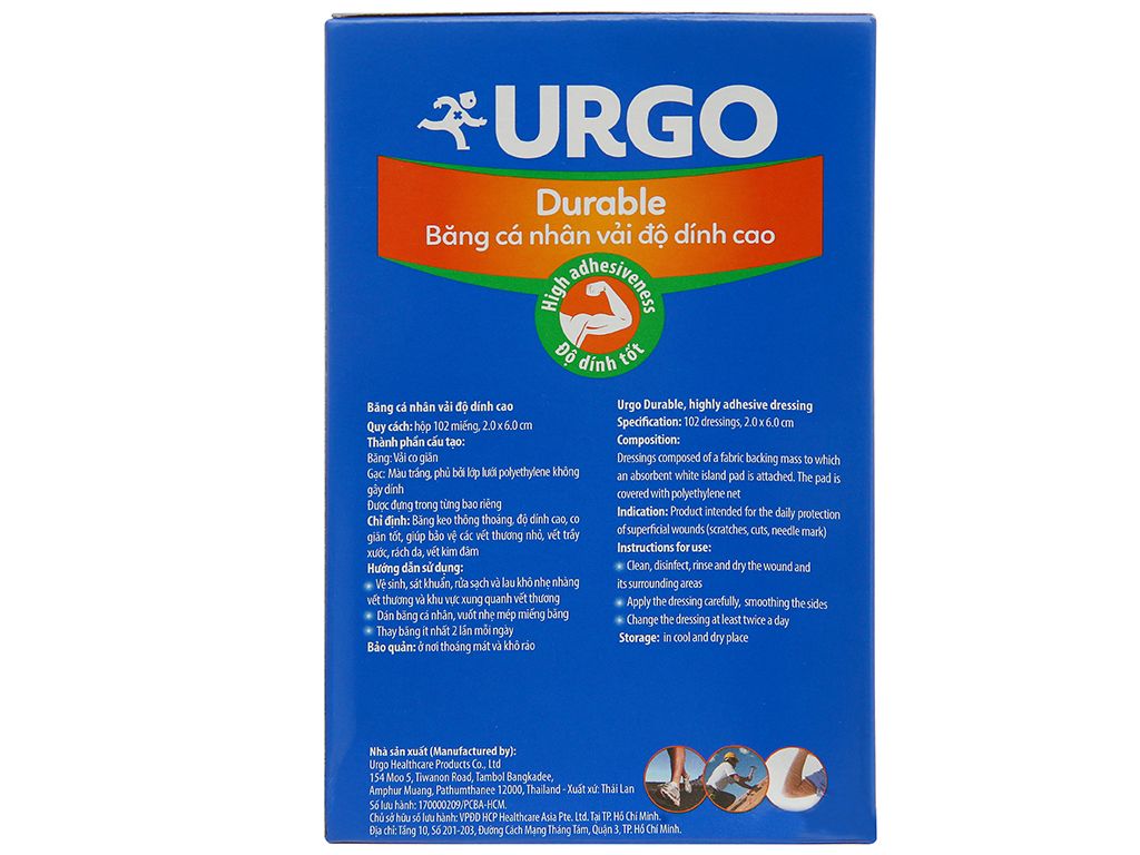 Băng cá nhân Urgo Durable màu da 102 miếng