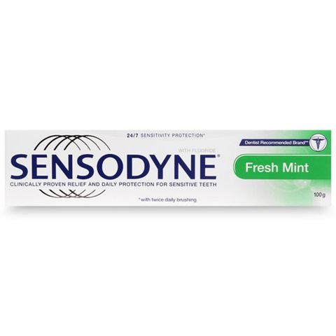 Kem đánh răng Sensodyne Fresh mint bạc hà 100g - Giảm ê buốt răng, ngừa sâu răng, sạch sẽ, mát lạnh cho răng miệng
