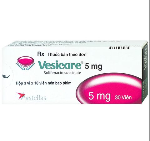 Thuốc Vesicare 5mg Astellas điều trị triệu chứng tiểu không tự chủ (3 vỉ x 10 viên)