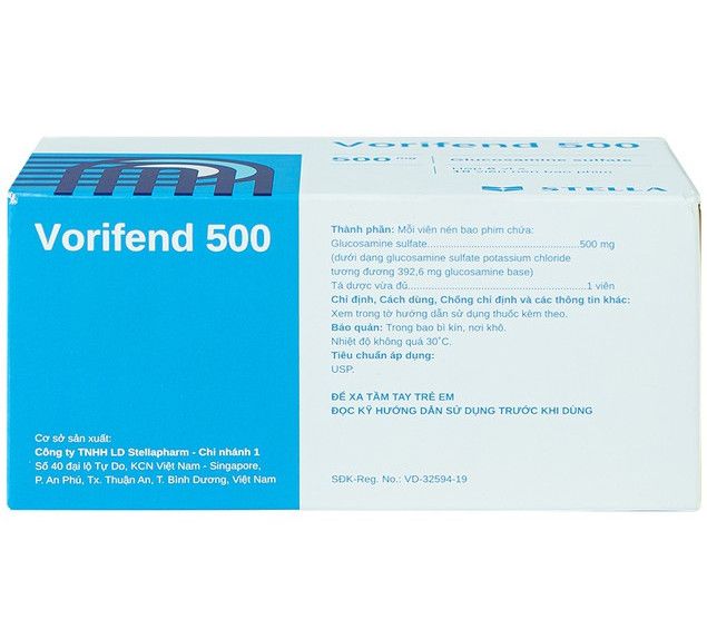 Thuốc Vorifend 500 Stella giảm triệu chứng của thoái hoá khớp gối (6 vỉ x 10 viên)