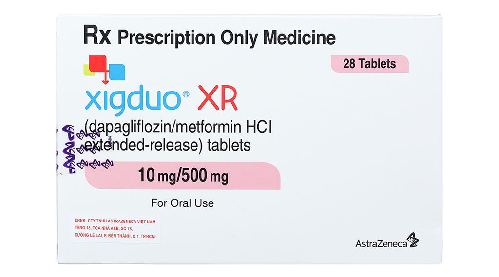 Xigduo XR 10mg/500mg trị đái tháo đường (4 vỉ x 7 viên)