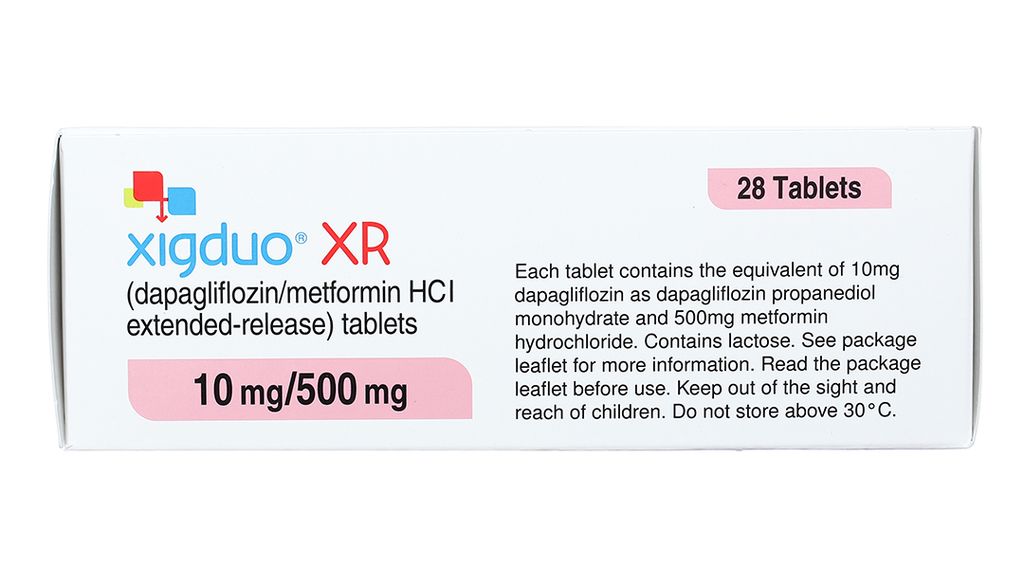 Xigduo XR 10mg/500mg trị đái tháo đường (4 vỉ x 7 viên)