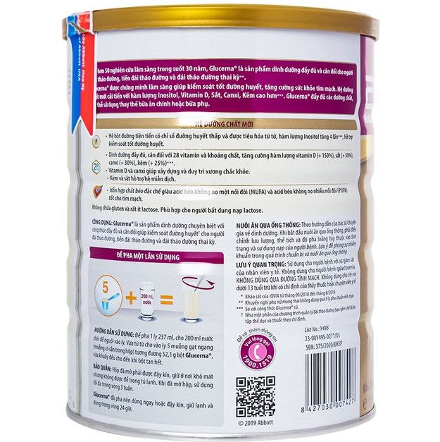 Sữa bột Abbott Glucerna bổ sung vitamin, khoáng chất cho người tiểu đường (850g)