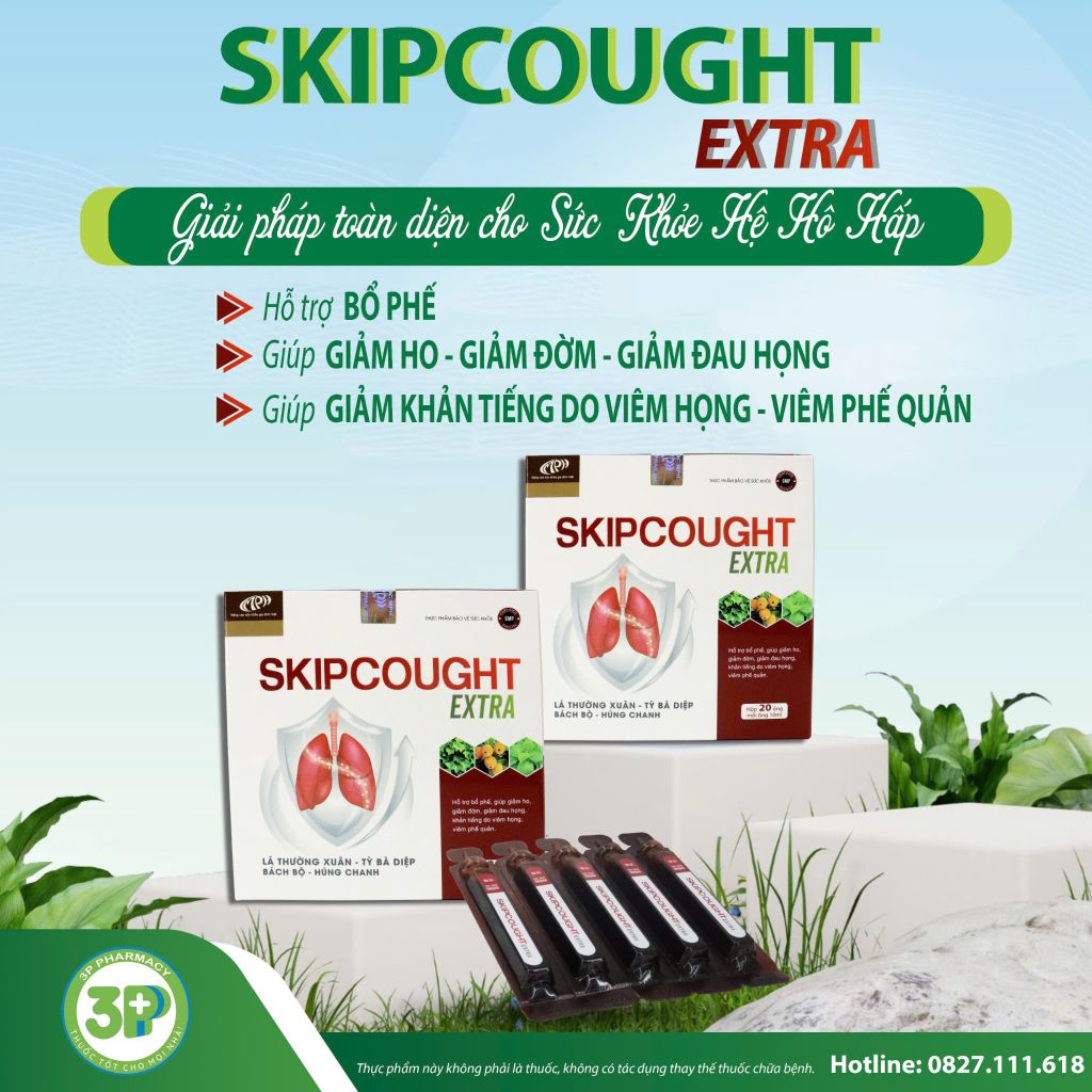 Siro ho thảo dược Skipcought Extra bổ phế, giảm ho, giảm khàn tiếng do viêm họng, viêm phế quản