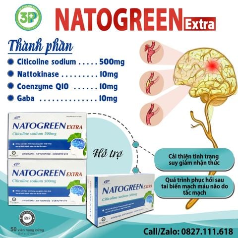 Natogreen Extra - hỗ trợ cải thiện tình trạng suy giảm nhận thức sau tai biến mạch máu não do tắc mạch